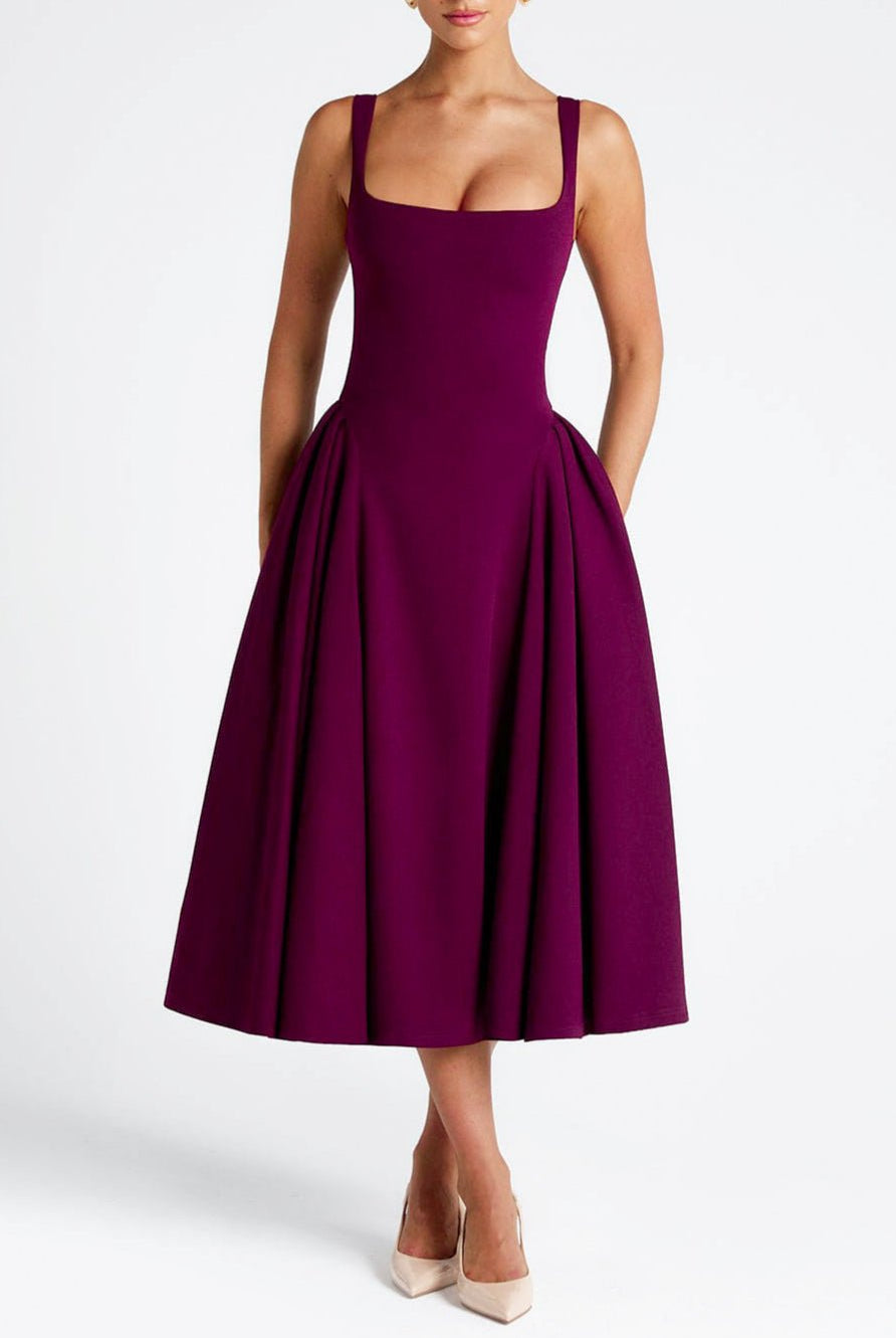 Mason | Elegant Midi Dress with Square Neckline - Mason Luxor