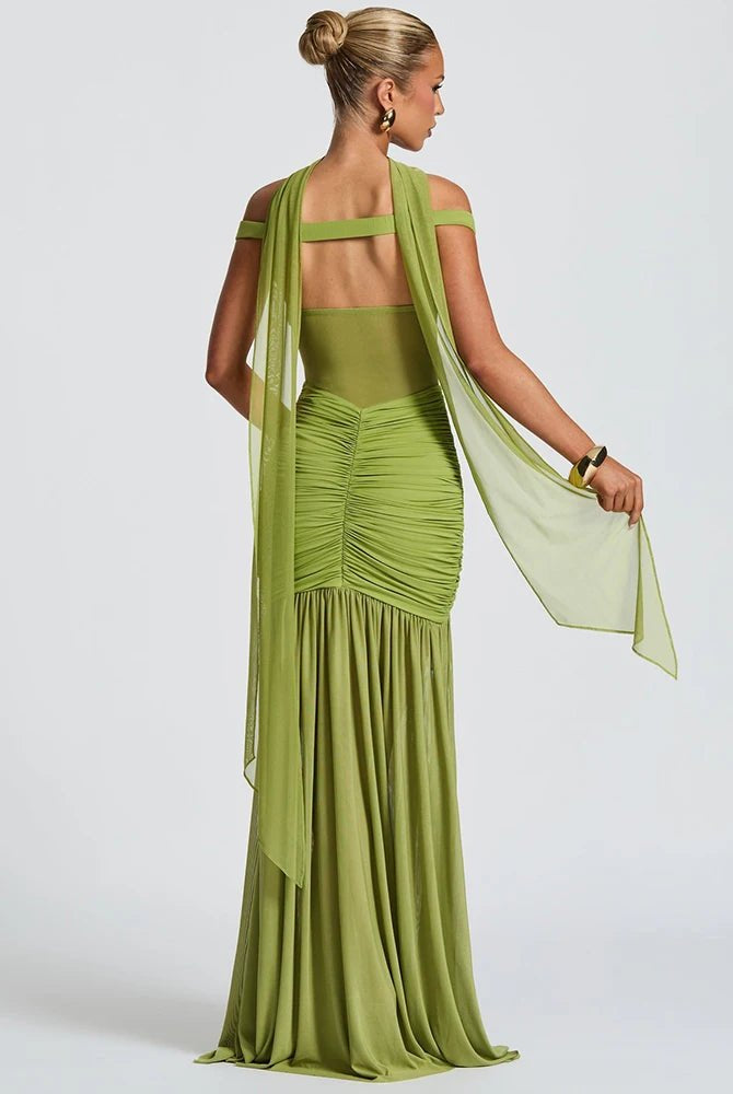 Elegant Maxi Dress for Women – Off Shoulder Long Evening Gown with Slit - Mason Luxor