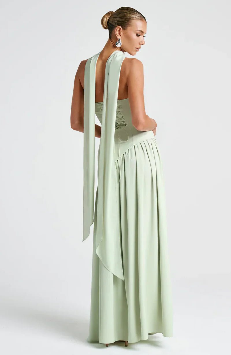 Celina | Strapless Draped Maxi Dress with Side Slit - Mason Luxor