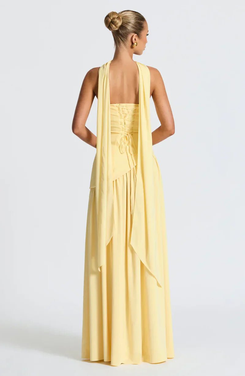 Celina | Strapless Draped Maxi Dress with Side Slit - Mason Luxor