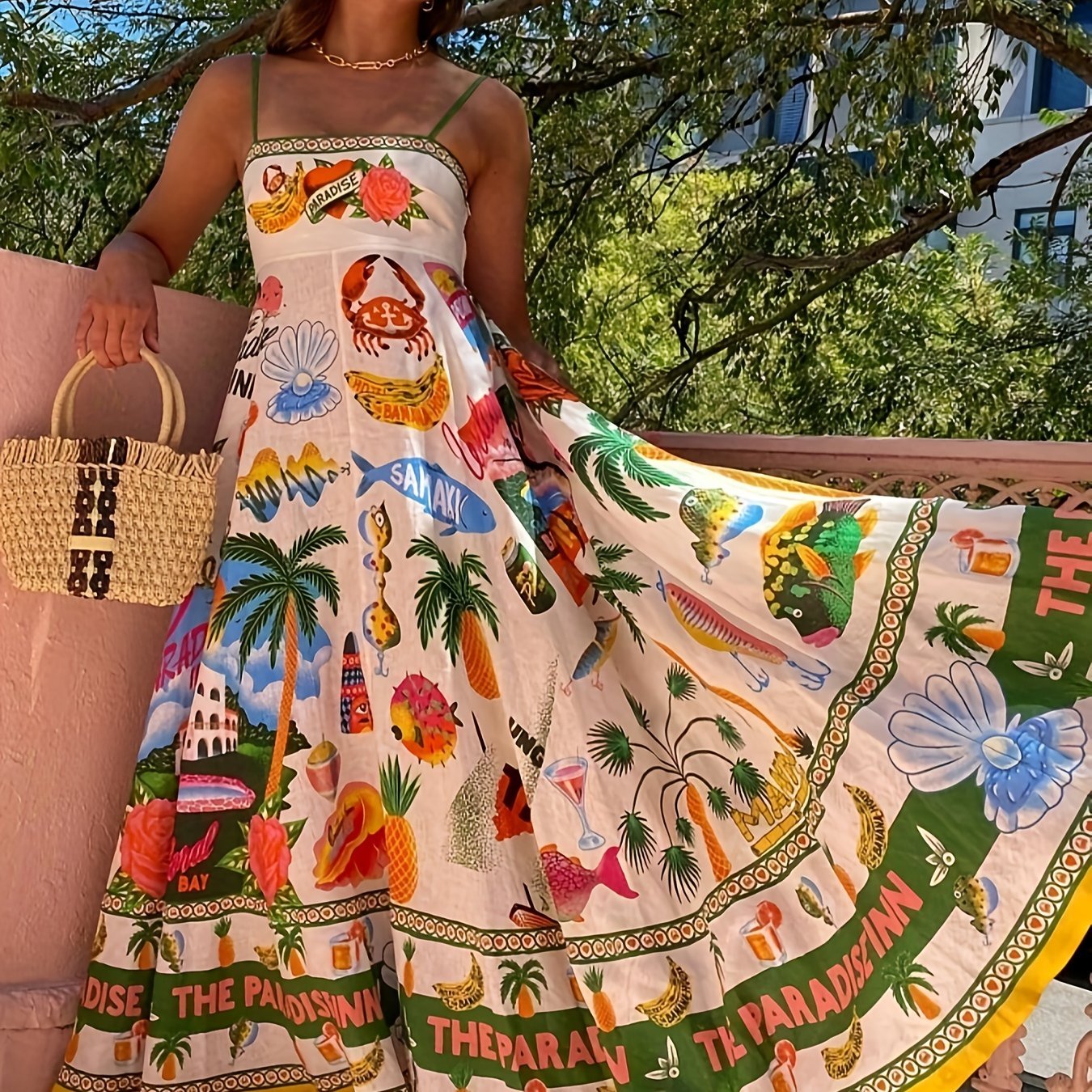 Mason | Boho Vacation Maxi Dress – Colorful Island Print - Mason Luxor