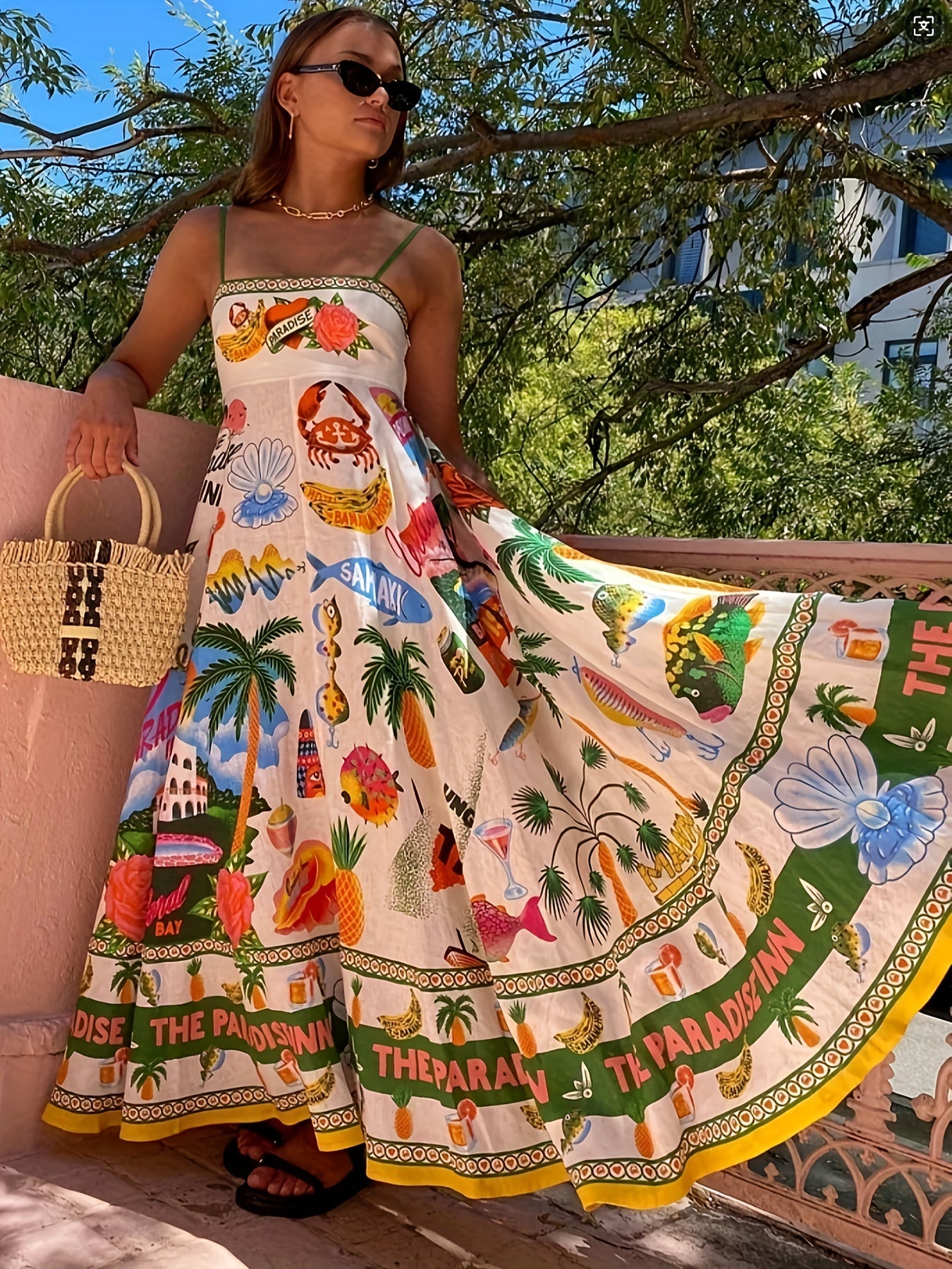 Mason | Boho Vacation Maxi Dress – Colorful Island Print - Mason Luxor