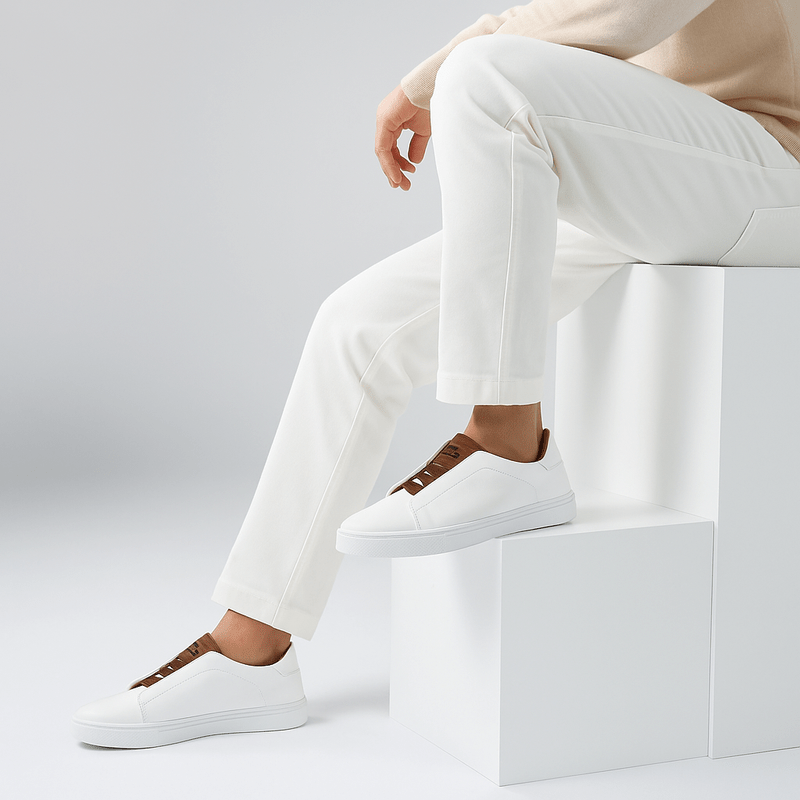 Mason | Classic Men’s Leather Trainers – Smart Casual Sneakers with White Outsole - Mason Luxor Men Fashion