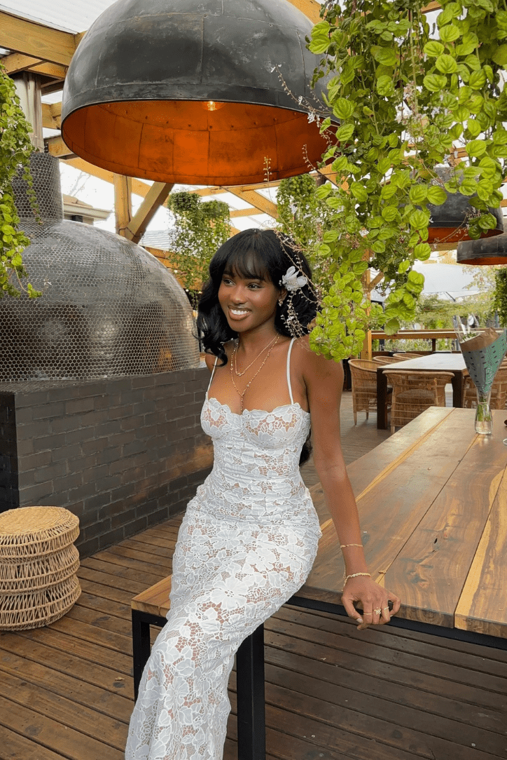 Mason | Women’s Lace Maxi Dress – Elegant White Design with Adjustable Straps - Mason Luxor