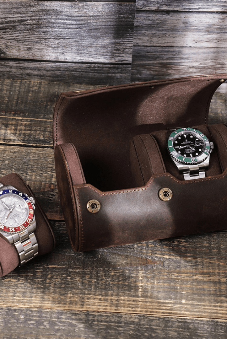 Mason | Leather Watch Roll Case – Travel Storage for 1 to 4 Watches - Mason Luxor Men Fashion