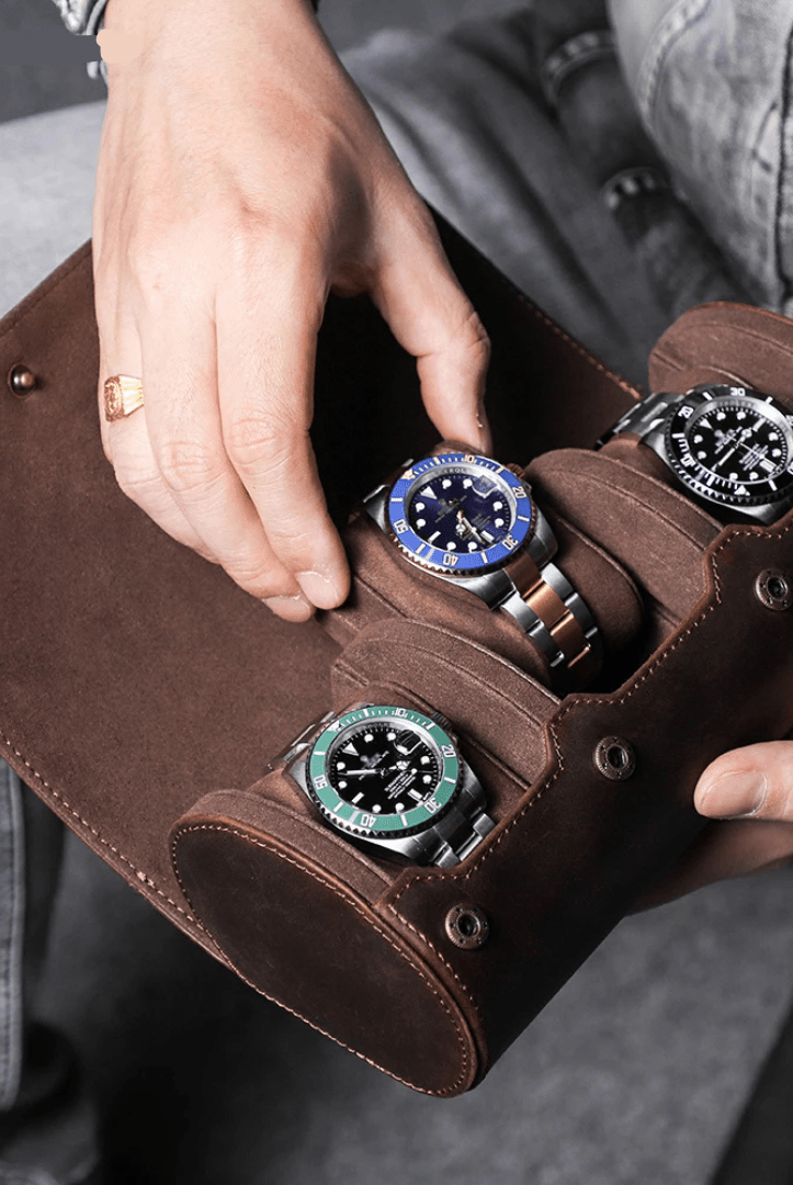 Mason | Leather Watch Roll Case – Travel Storage for 1 to 4 Watches - Mason Luxor Men Fashion