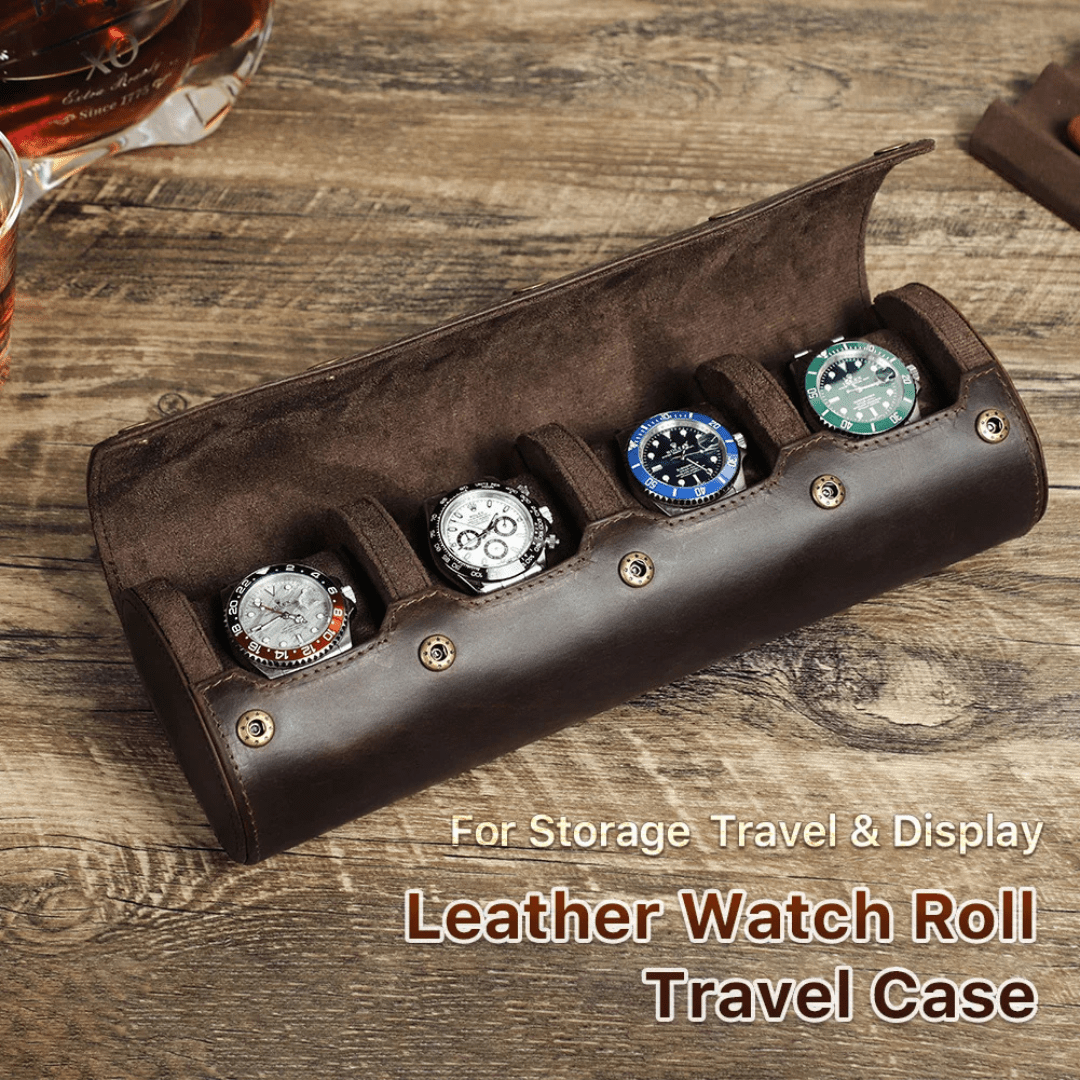 Mason | Leather Watch Roll Case – Travel Storage for 1 to 4 Watches - Mason Luxor Men Fashion