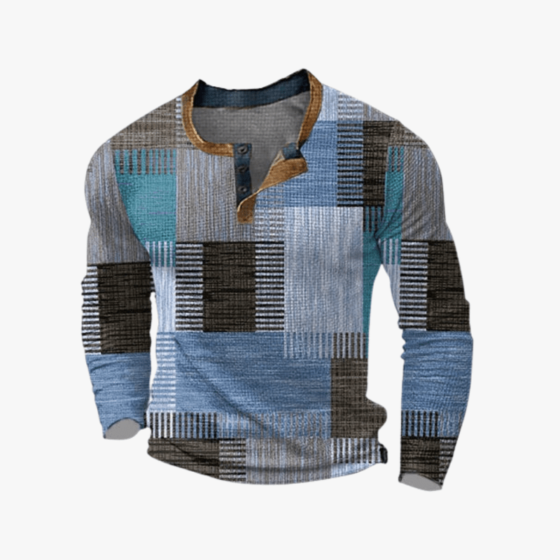 Mason | Long Sleeve Retro Style Top for Men - Patchwork Look - Mason Luxor Men Fashion
