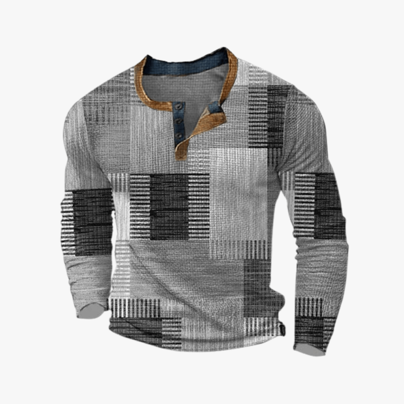 Mason | Long Sleeve Retro Style Top for Men - Patchwork Look - Mason Luxor Men Fashion