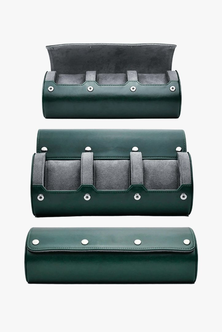 Mason | Luxury Leather Watch Roll – Travel Case for 1–4 Watches with Snap Closure - Mason Luxor Men Fashion