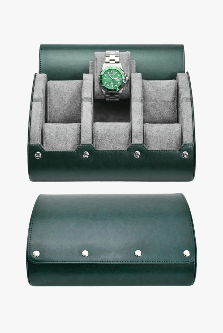 Mason | Luxury Leather Watch Roll – Travel Case for 1–4 Watches with Snap Closure - Mason Luxor Men Fashion