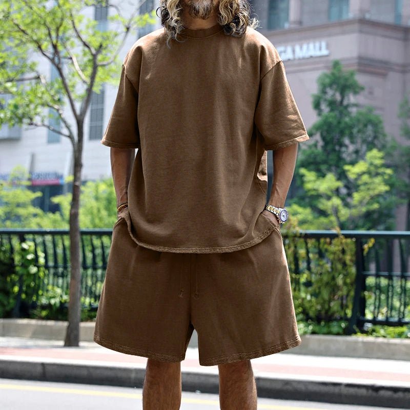 Mason | Men’s 100% Cotton Co - Ord Set – Oversized T-Shirt & Shorts Lounge Set - Mason Luxor
