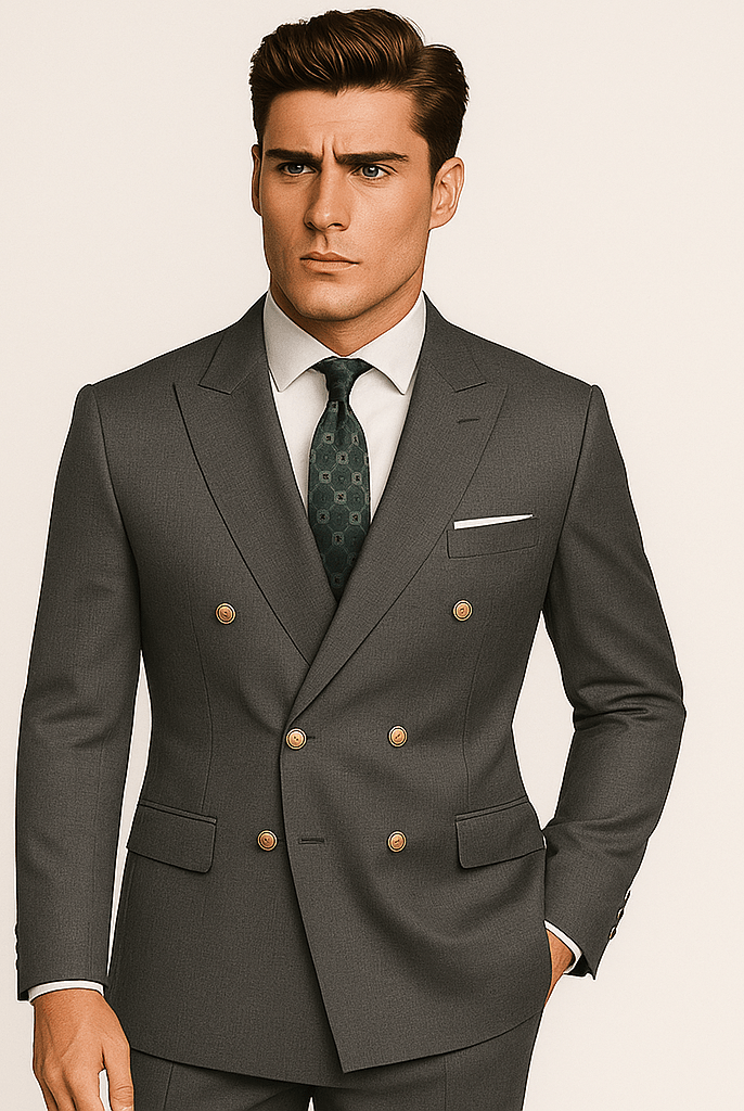 Mason | Mens 2 Piece Double Breasted Suit Slim Fit Tuxedo Blazer and Pants - Mason Luxor