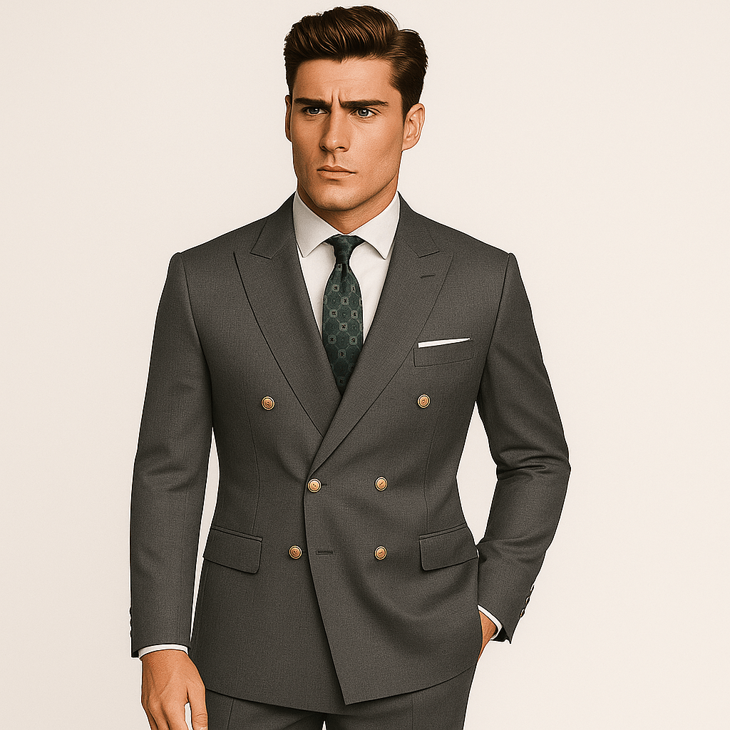 Mason | Mens 2 Piece Double Breasted Suit Slim Fit Tuxedo Blazer and Pants - Mason Luxor