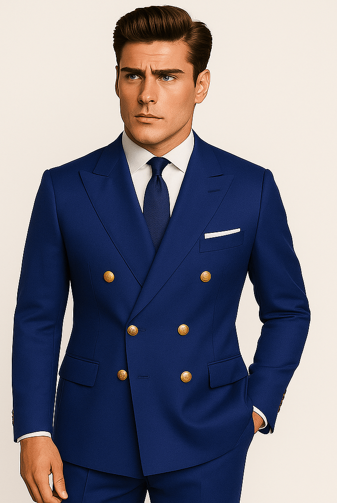 Mason | Mens 2 Piece Double Breasted Suit Slim Fit Tuxedo Blazer and Pants - Mason Luxor