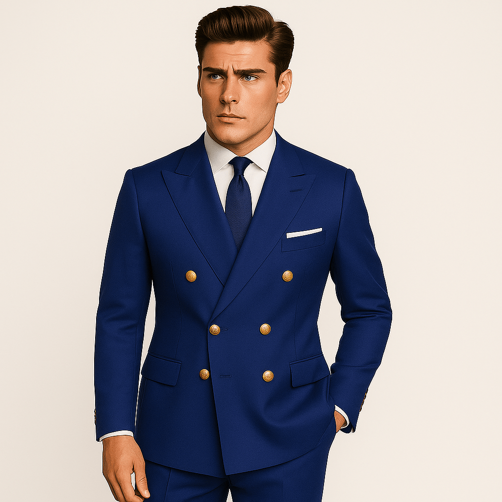 Mason | Mens 2 Piece Double Breasted Suit Slim Fit Tuxedo Blazer and Pants - Mason Luxor