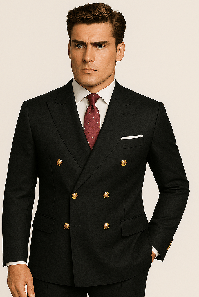 Mason | Mens 2 Piece Double Breasted Suit Slim Fit Tuxedo Blazer and Pants - Mason Luxor