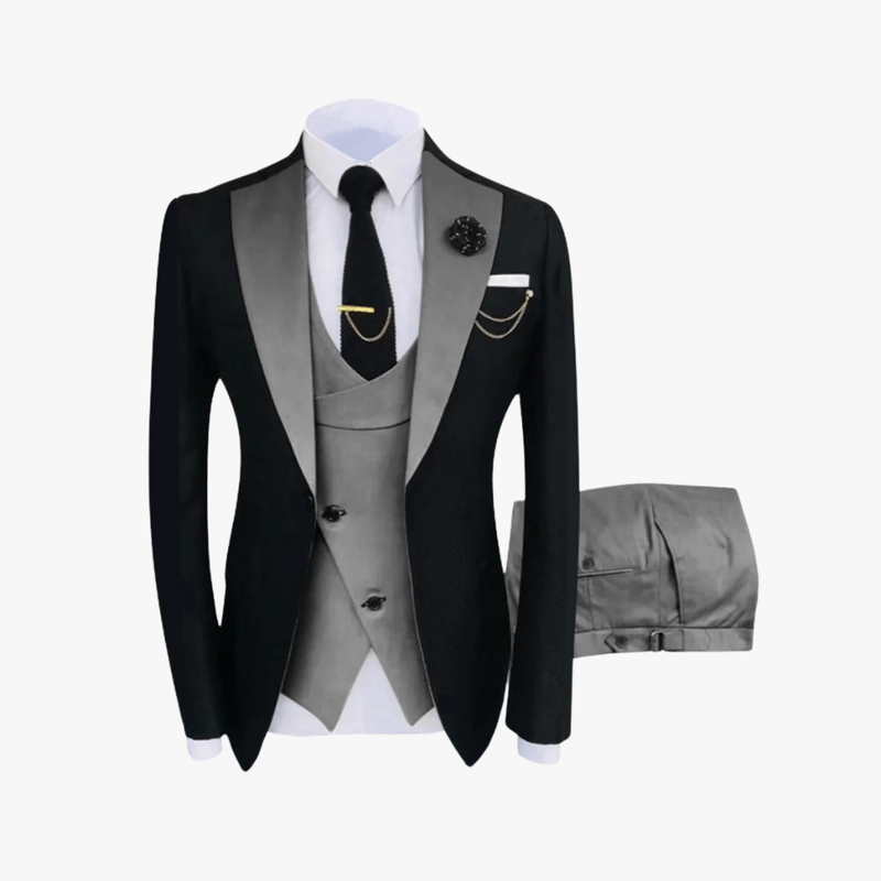 Mason | Men's 3 Pieces Suit Elegant Solid One Button Slim Fit Single Breasted Party Blazer Vest Pants Se - Mason Luxor Men Fashion