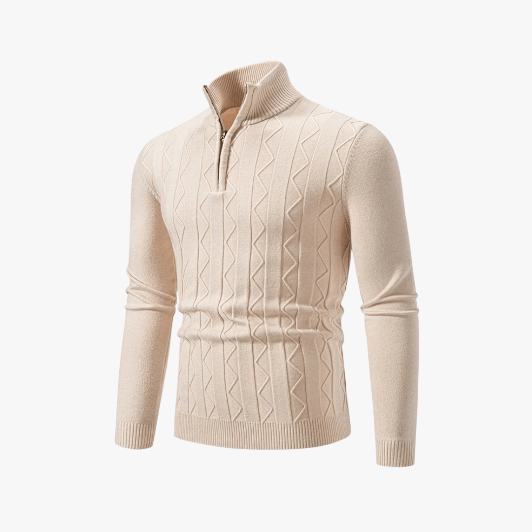 Mason | Men’s Cable Knit Half - Zip Sweater - Mason Luxor