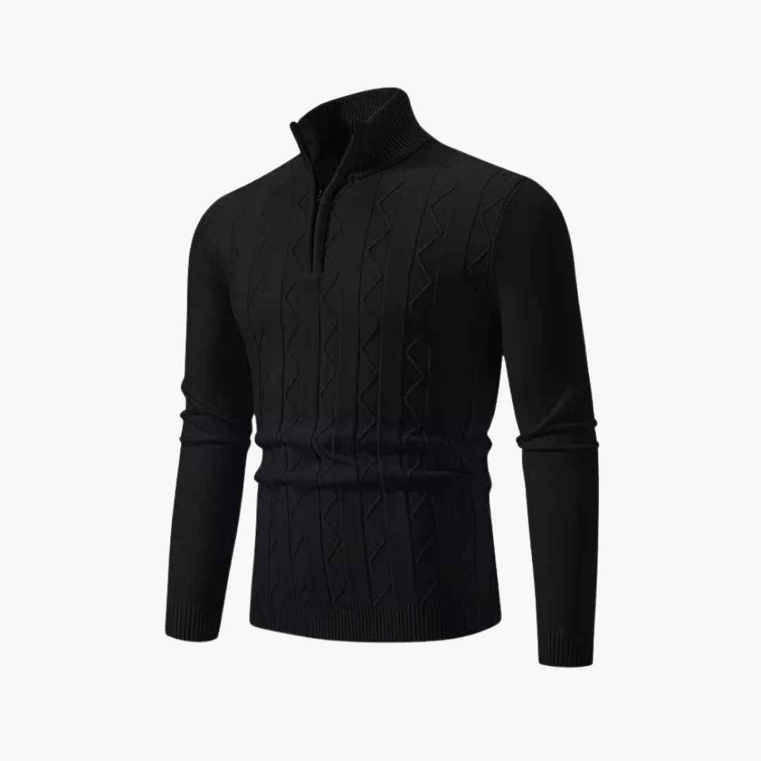 Mason | Men’s Cable Knit Half - Zip Sweater - Mason Luxor