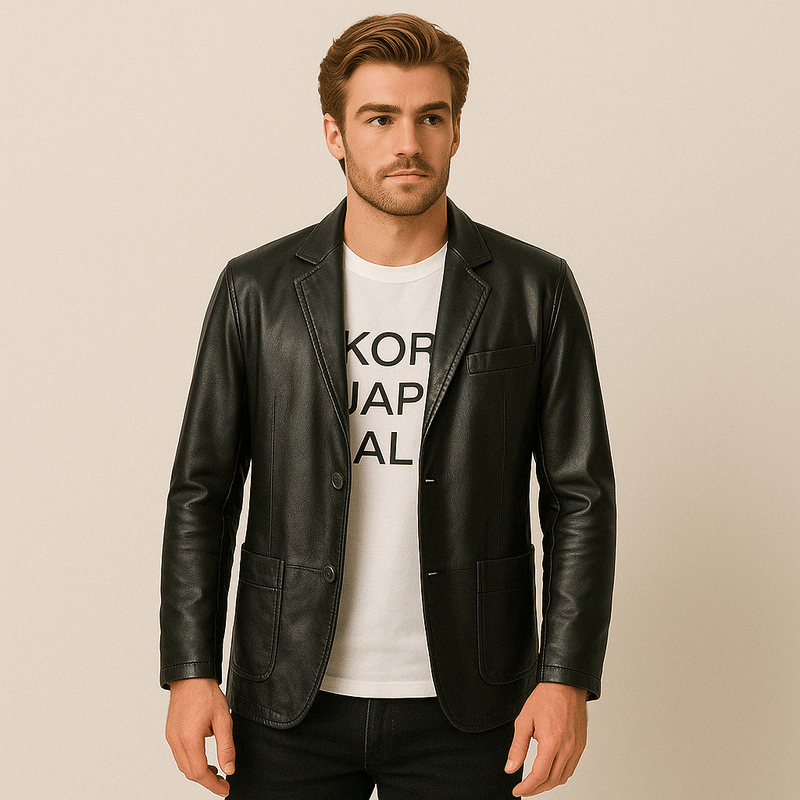Mason | Mens Casual Leather Blazer Jacket – Sleek Modern Style - Mason Luxor Men Fashion