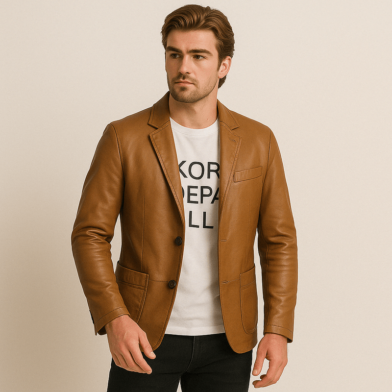 Mason | Mens Casual Leather Blazer Jacket – Sleek Modern Style - Mason Luxor Men Fashion