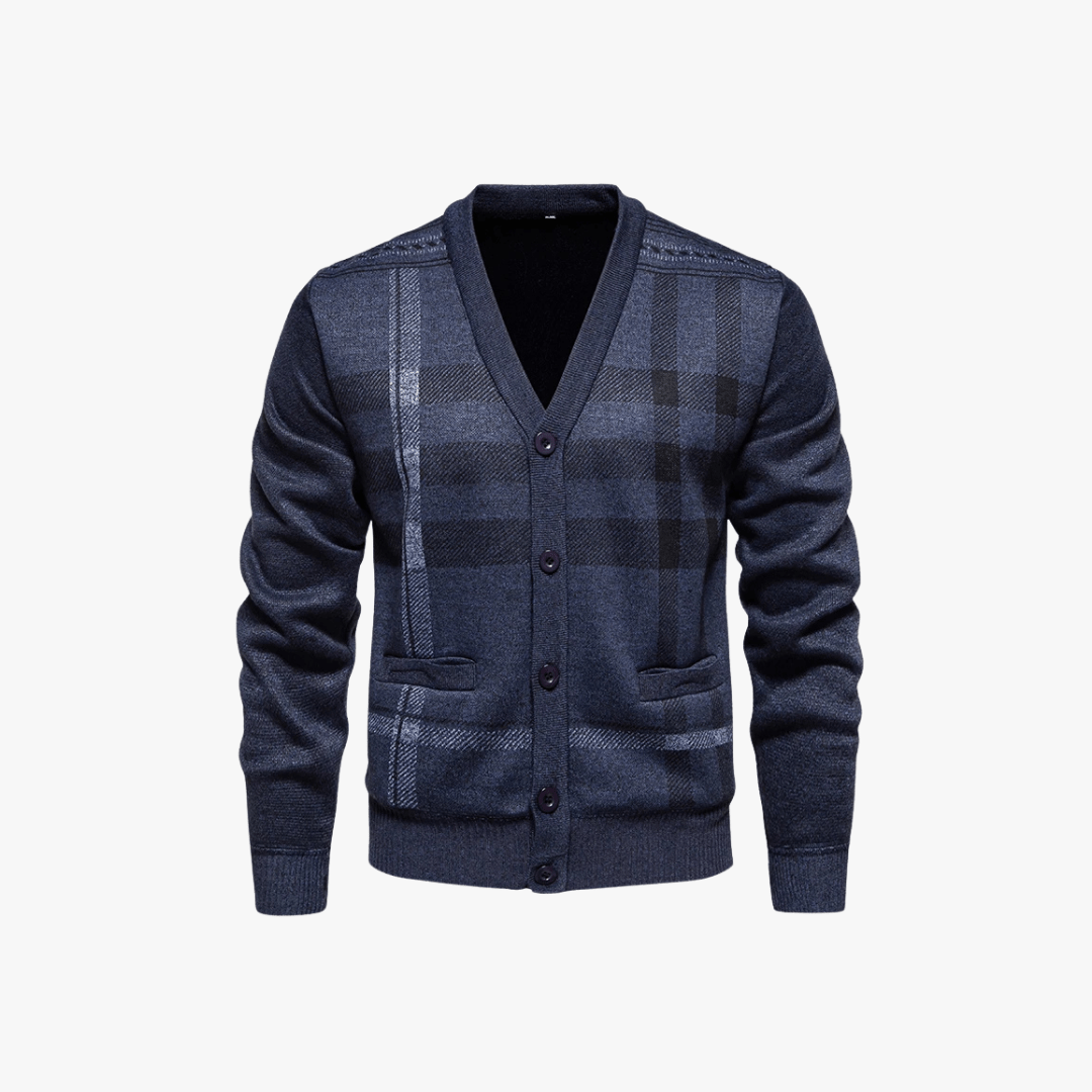 Mason | Men’s Checkered Button - Up Cardigan - Mason Luxor