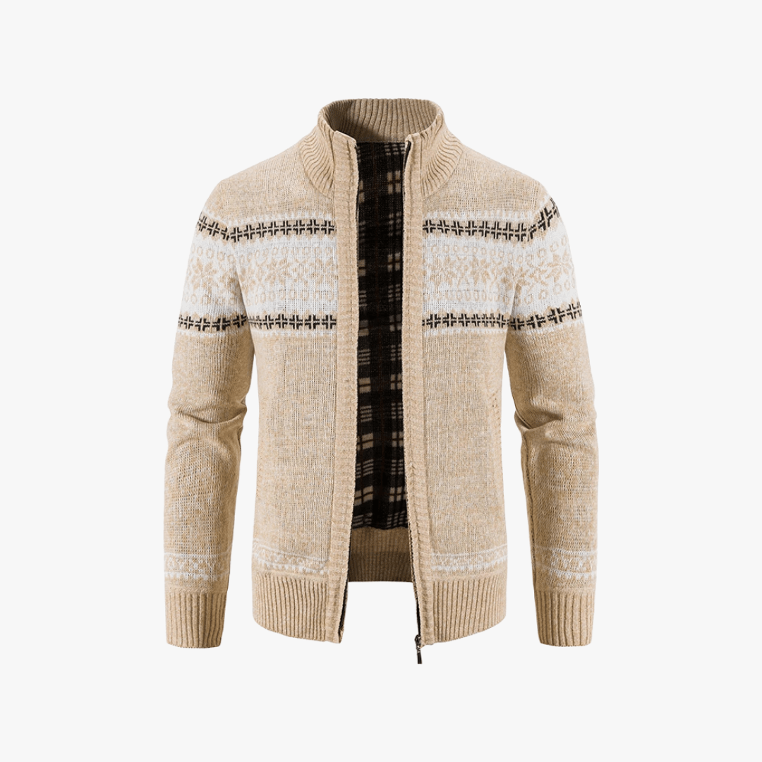 Mason | Men’s Patterned Zip - Up Cardigan - Mason Luxor
