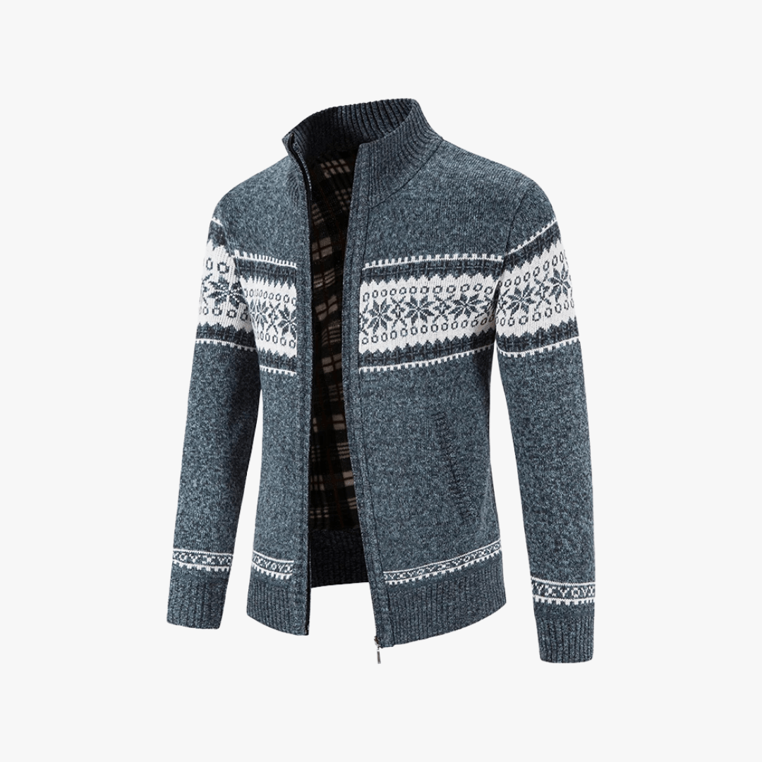 Mason | Men’s Patterned Zip - Up Cardigan - Mason Luxor