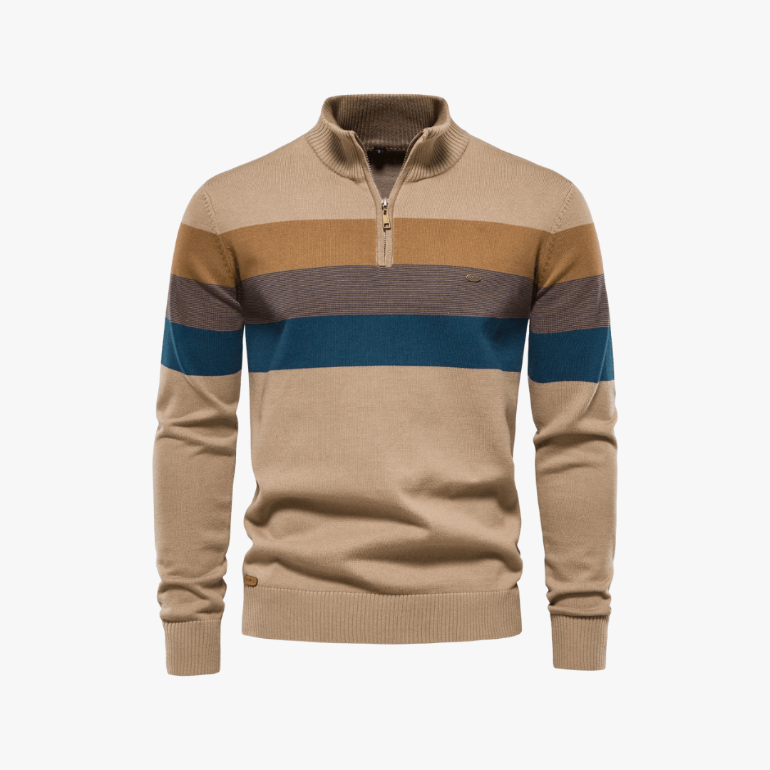 Mason | Men’s Striped Half - Zip Sweater - Mason Luxor