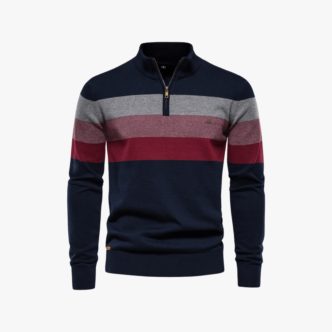 Mason | Men’s Striped Half - Zip Sweater - Mason Luxor