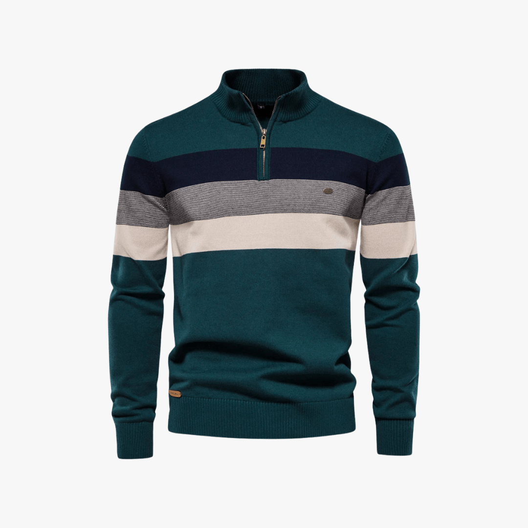 Mason | Men’s Striped Half - Zip Sweater - Mason Luxor