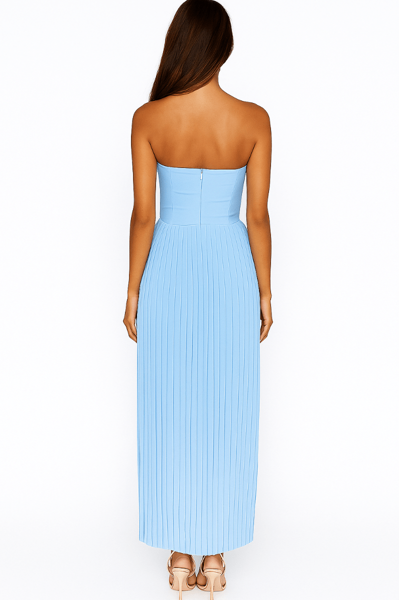 Mason | Strapless Pleated Bustier Maxi Dress - Mason Luxor