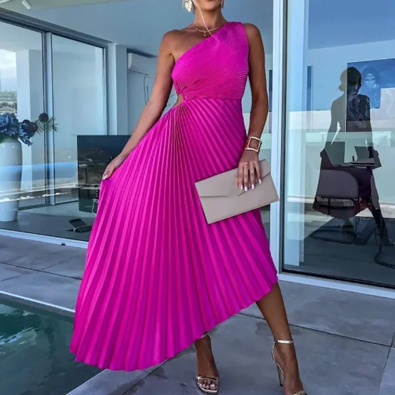 Mason | Asymmetric Pleated Midi Dress – Luxe Summer Edit - Mason Luxor