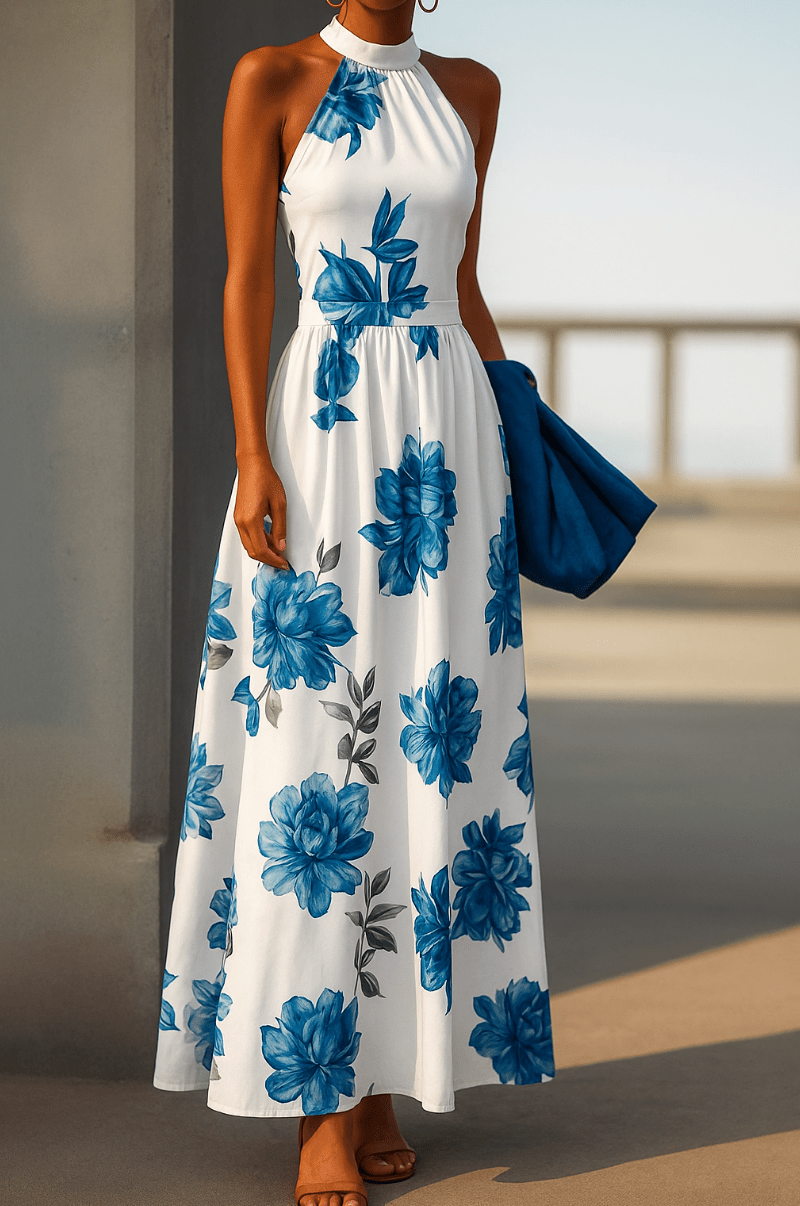 Mason | Women’s Floral Halter Maxi Dress - Mason Luxor