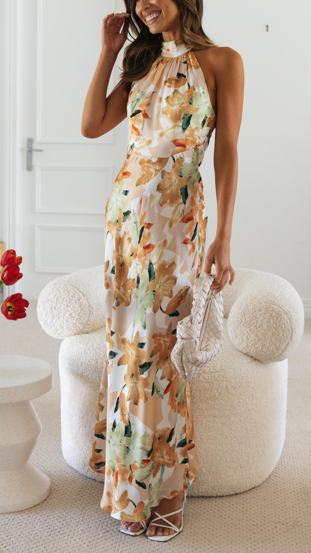 Mason | Women’s Floral Maxi Dress – Silky Halter Neck, Elegant Summer Style - Mason Luxor