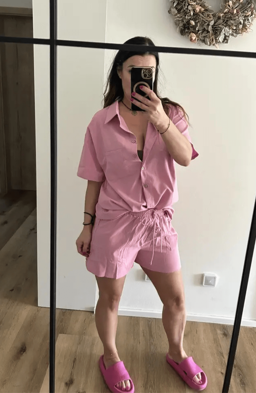 Mason | Short linen set for women short - sleeved top shorts 2 - piece summer set - Mason Luxor