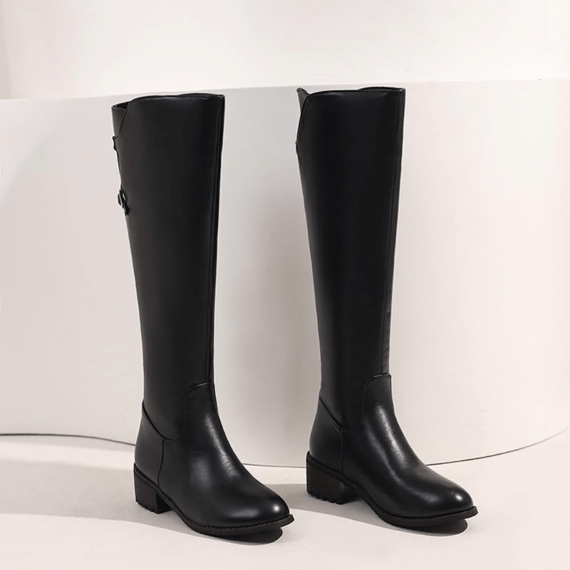 Mason | Women's Mid Calf Boots Low Heel Knee High Boot Fashion Zip Winter Boots - Mason Luxor Men Fashion