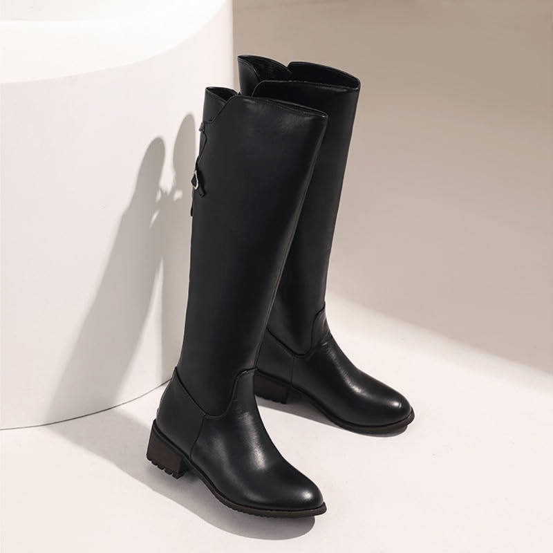 Mason | Women's Mid Calf Boots Low Heel Knee High Boot Fashion Zip Winter Boots - Mason Luxor Men Fashion