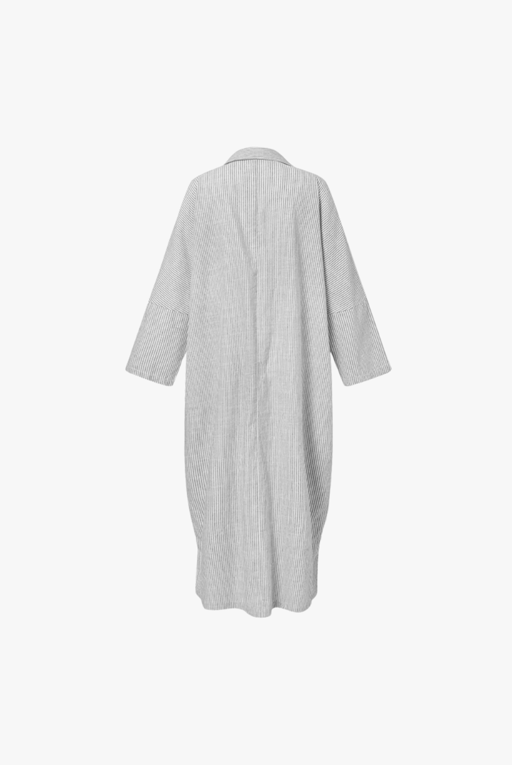 Mason | Women's Oversized Striped Cotton Kaftan Dress – Long Sleeve V - Neck Maxi - Mason Luxor Men Fashion