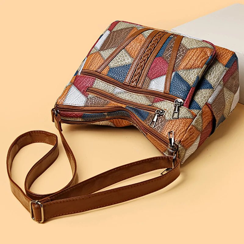 Mason | Vegan Leather Shoulder Bag | Trendy Everyday Handbag for Women - Colourful Patchwork - Mason Luxor Men Fashion