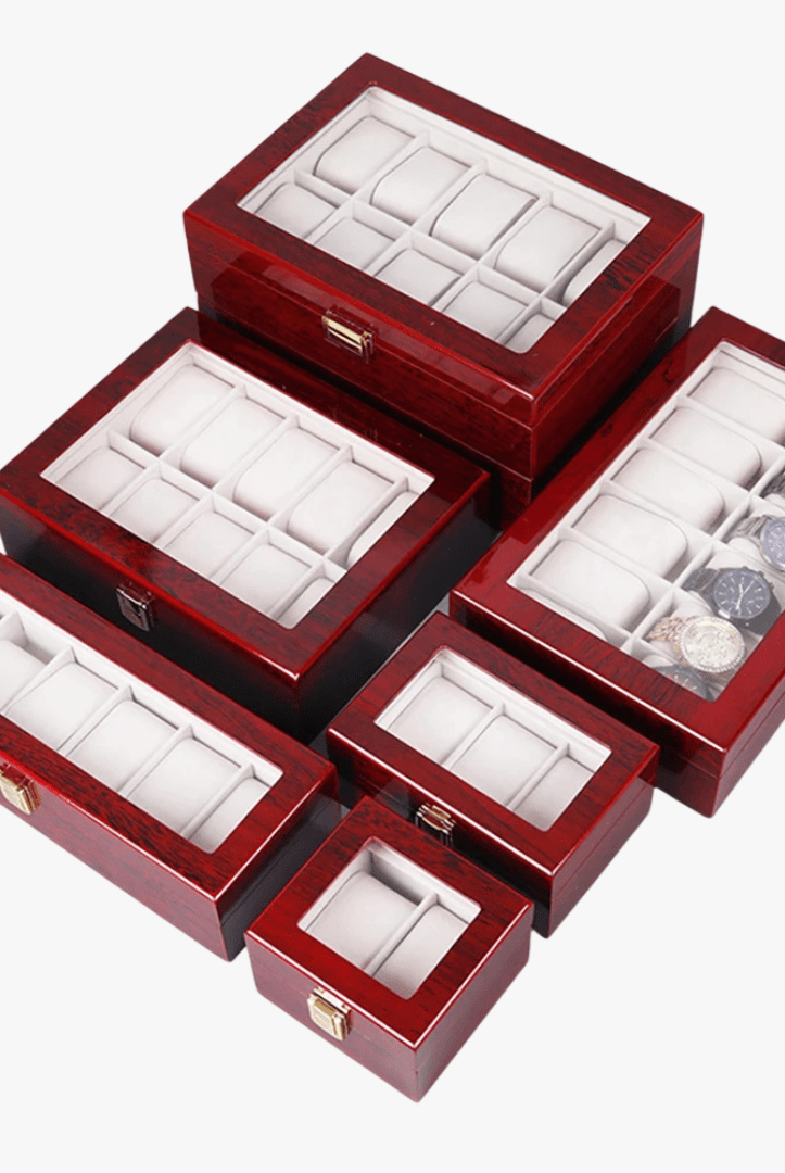 Mason | Wooden Watch Display Box – Glass Lid Organizer (1–12 Slots) - Mason Luxor Men Fashion