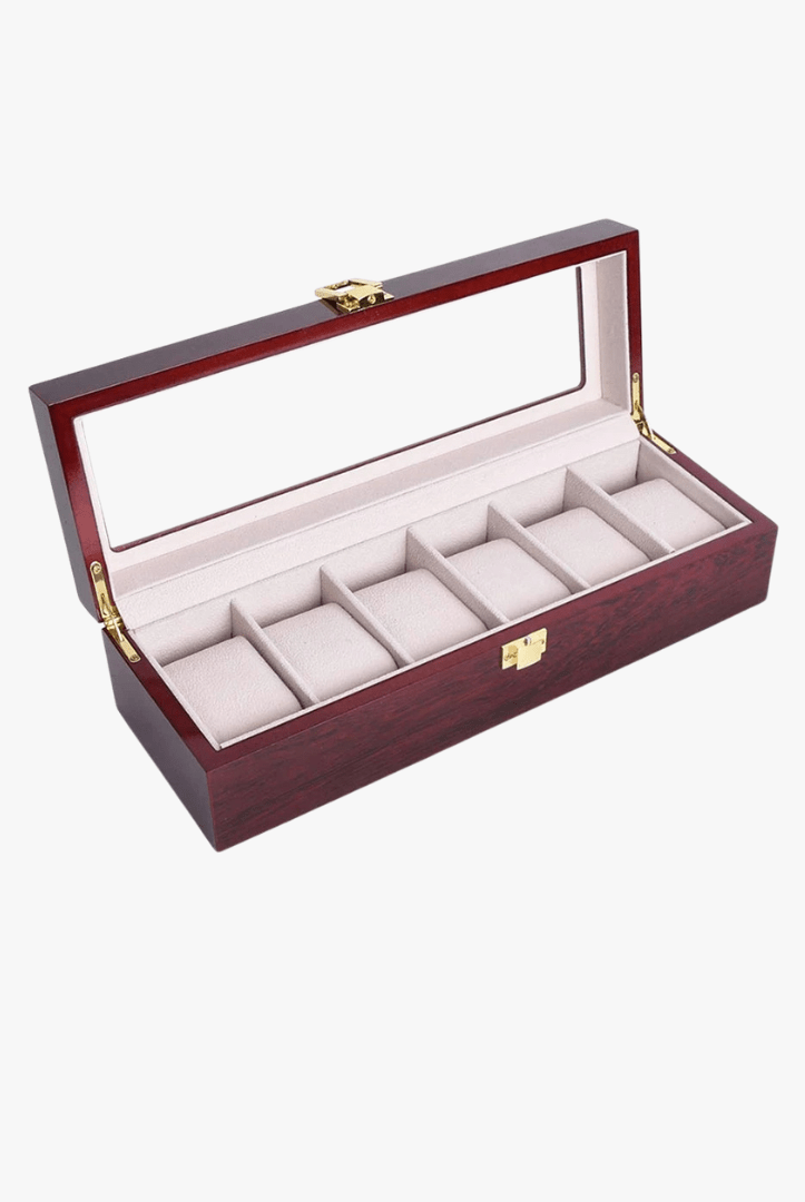 Mason | Wooden Watch Display Box – Glass Lid Organizer (1–12 Slots) - Mason Luxor Men Fashion