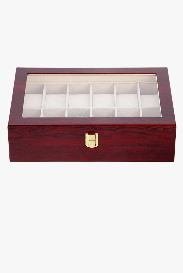 Mason | Wooden Watch Display Box – Glass Lid Organizer (1–12 Slots) - Mason Luxor Men Fashion