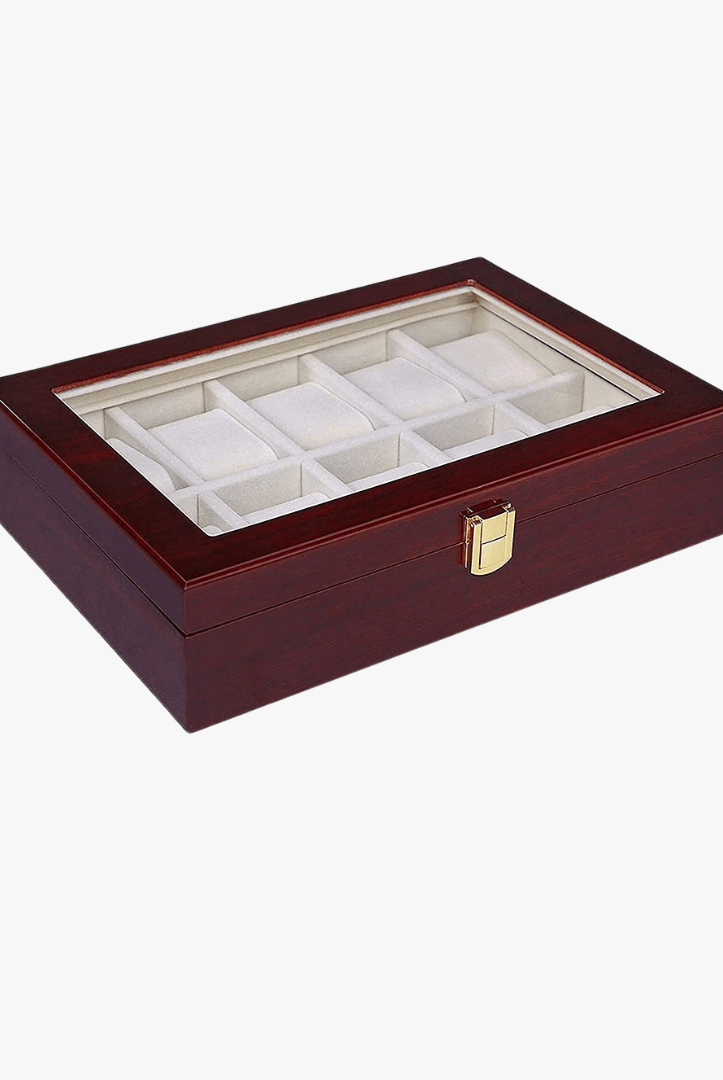 Mason | Wooden Watch Display Box – Glass Lid Organizer (1–12 Slots) - Mason Luxor Men Fashion