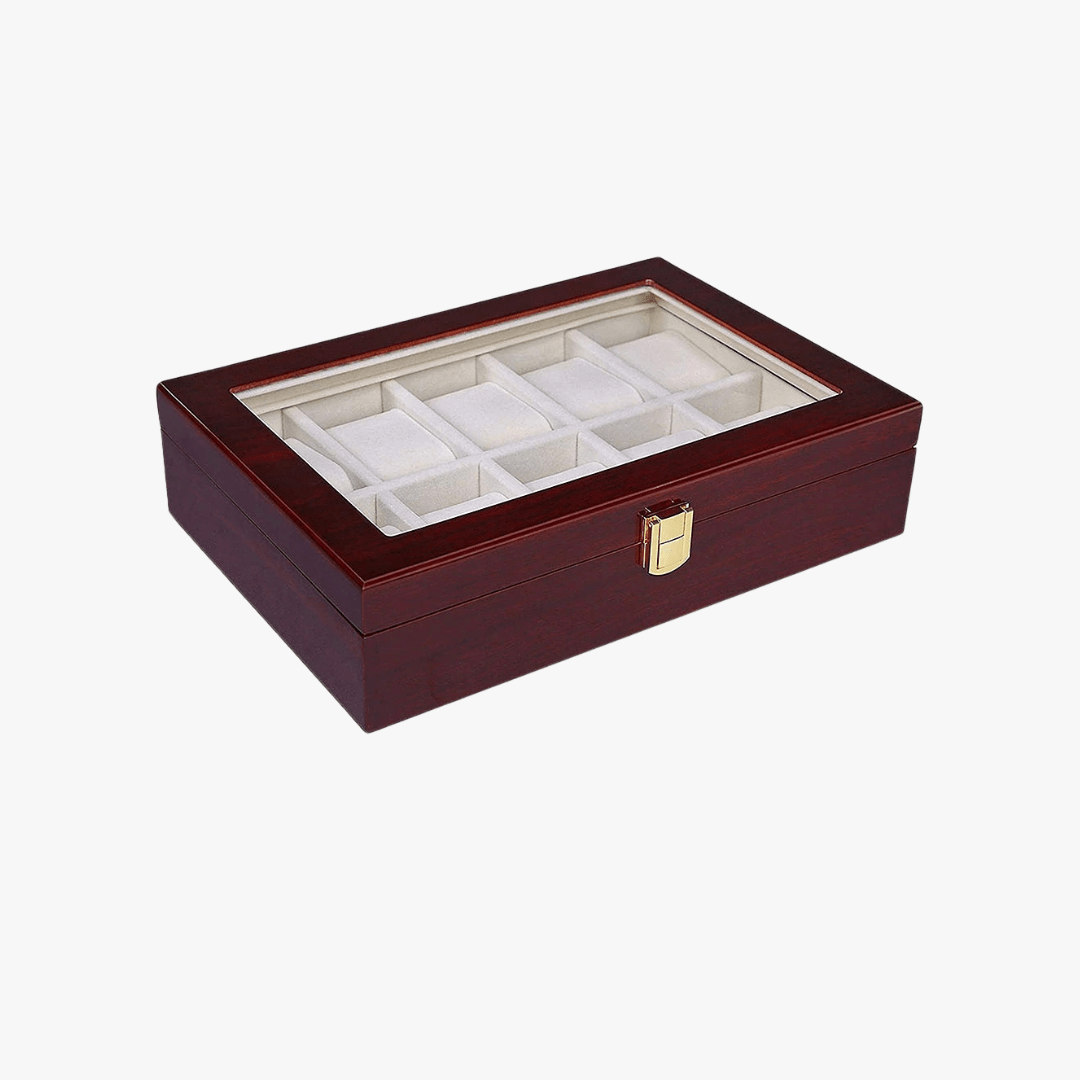 Mason | Wooden Watch Display Box – Glass Lid Organizer (1–12 Slots) - Mason Luxor Men Fashion