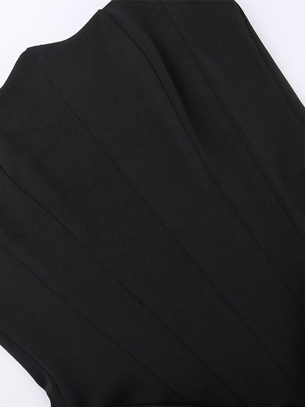 Strapless Black Evening Gown – Elegant Ruched Maxi Dress - Mason Luxor