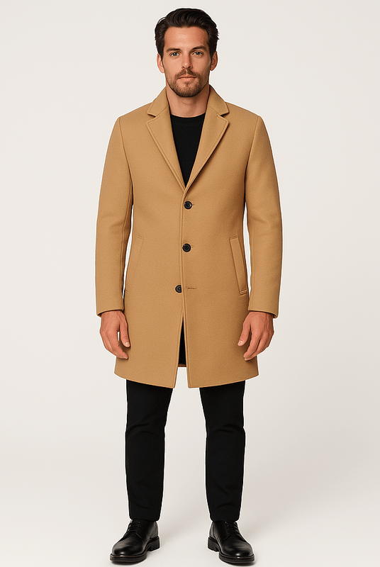 Stylish Wool Blend Overcoat – Tailored for the Modern Gentleman - Mason Luxor Men Fashion