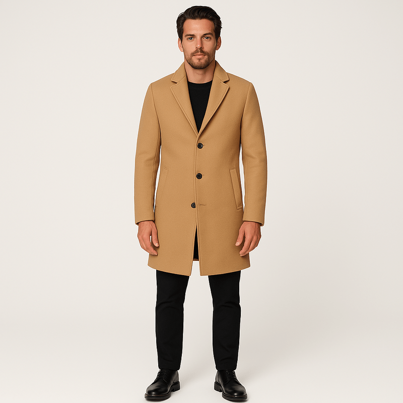 Stylish Wool Blend Overcoat – Tailored for the Modern Gentleman - Mason Luxor Men Fashion