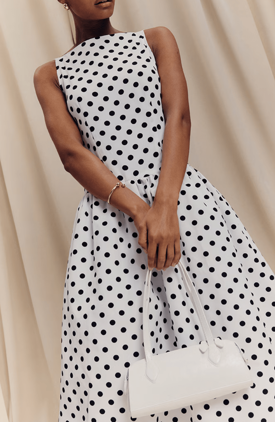 Amelia | Polka Dot Sleeveless Midi Dress - Mason Luxor